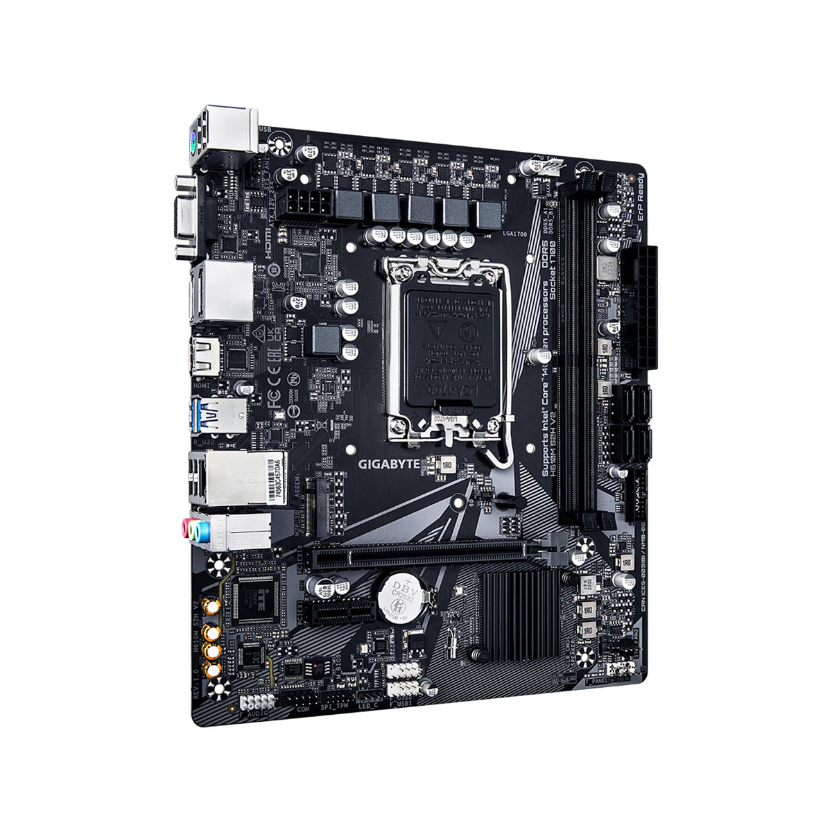 GIGABYTE H610M S2H V2 Motherboard, Supports 14th/13th/12th Gen Intel Core Processors (LGA 1700), mATX, DDR5, 1x M.2, PCIe 4.0, USB-C, HDMI, 2X DisplayPort, D-Sub, 1GbE LAN