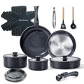 Chef Power Ceramic Cookware Set, 19 PCS Detachable Non Stick Pots and Pans