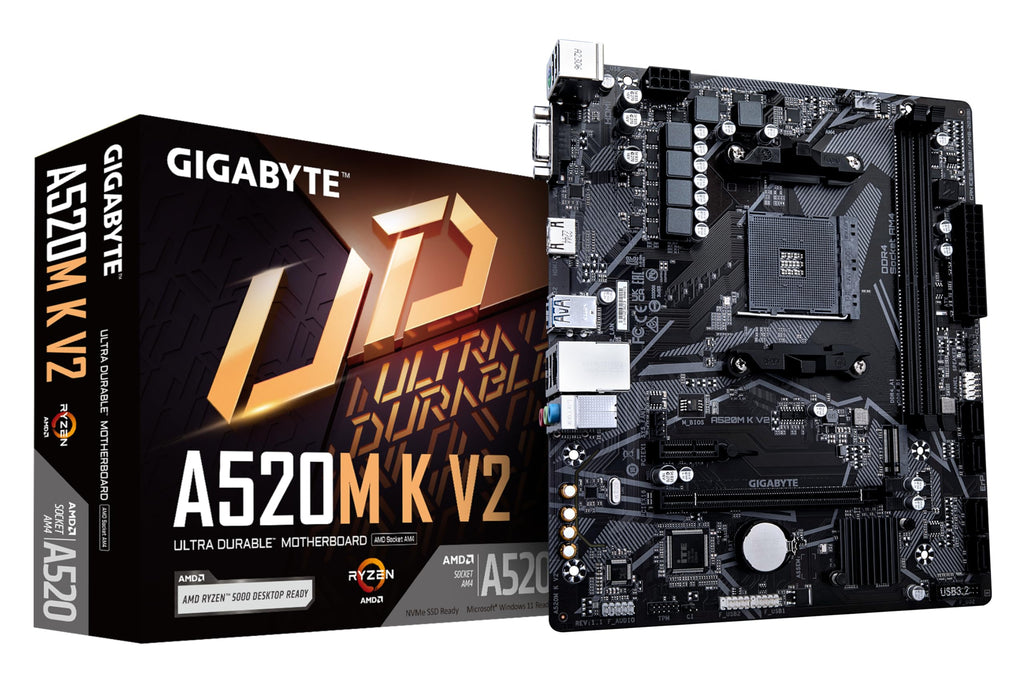 Gigabyte A520M K V2 Motherboard (AM4/2xDDR4/HDMI/D-Sub/M.2/USB 3.2)