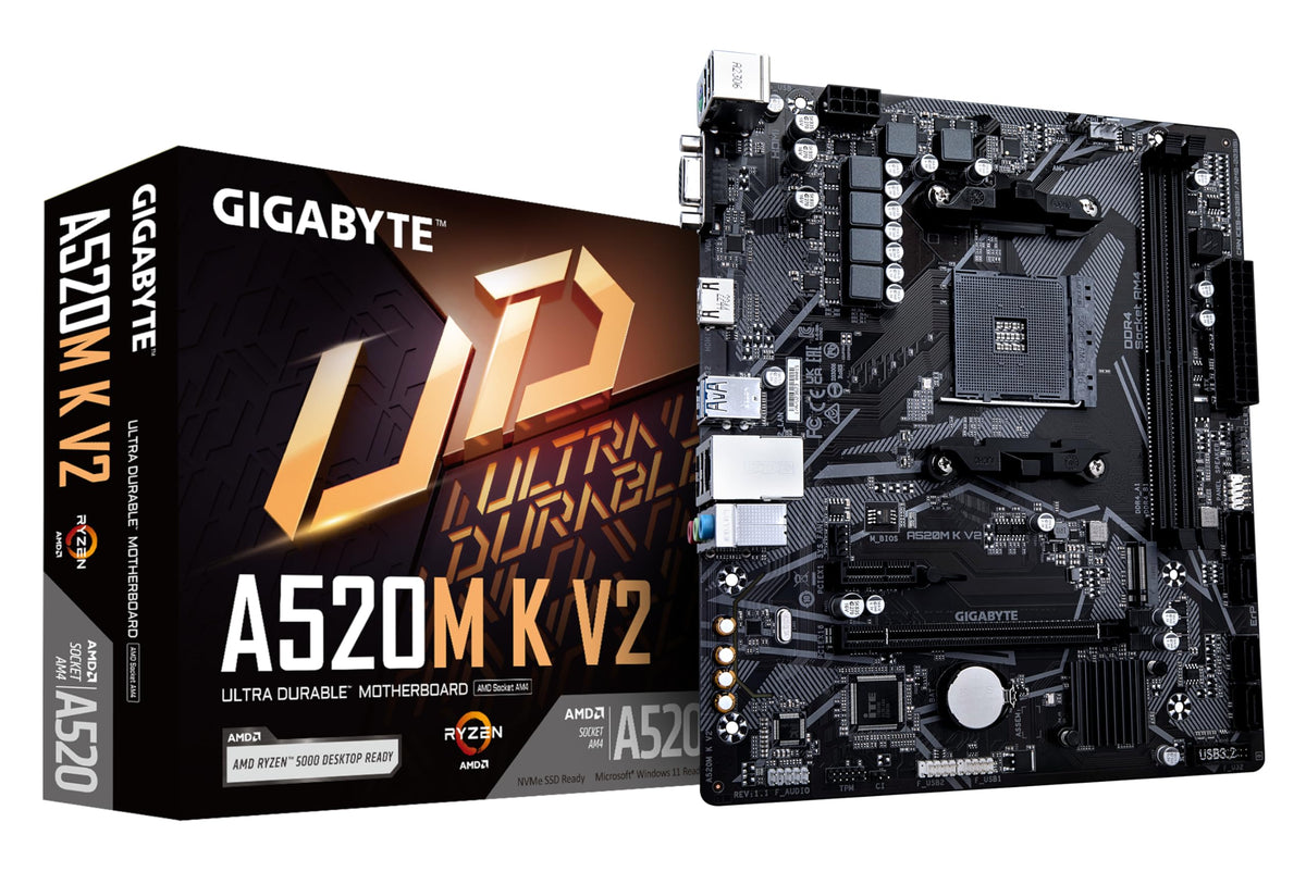 Gigabyte A520M K V2 Motherboard (AM4/2xDDR4/HDMI/D-Sub/M.2/USB 3.2)