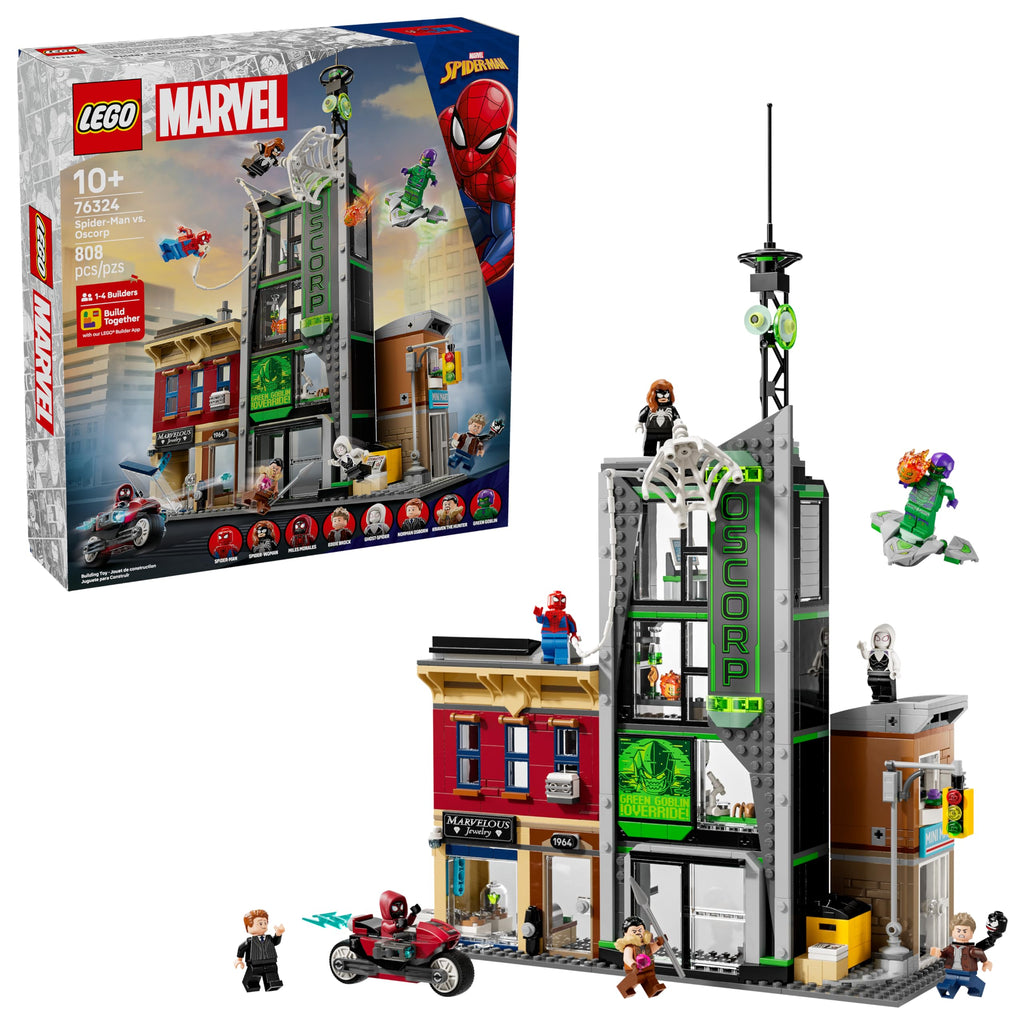 LEGO Marvel Spider-Man vs. Oscorp Building Toy - Pretend Play Set W/8 Toy Minifigures for Boys & Girls, Ages 10+ - Super Hero Building Blocks for Preteens Idea for Birthdays - 76324
