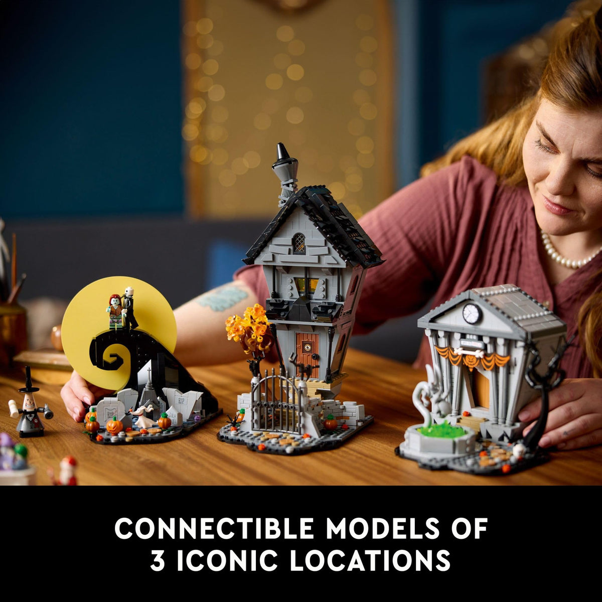 LEGO Disney Tim Burton's The Nightmare Before Christmas Decor - Building Set for Adults for Display, Ages 18+ - Collectible DIY Craft for Fans of Iconic Movie with Minifigures Included - 21351