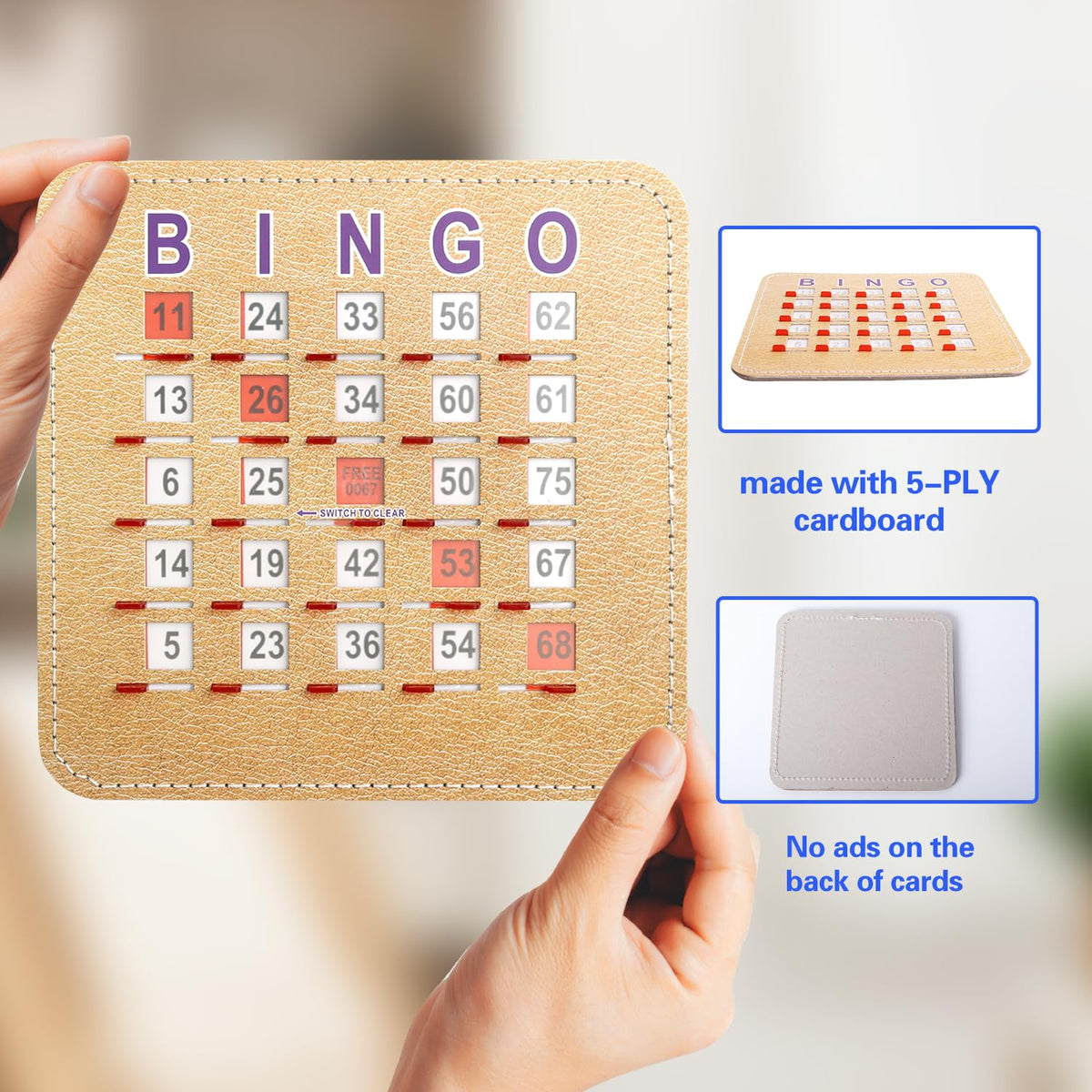 GSE Bingo Game Cards, 200-Pack Reusable Shutter Bingo Cards