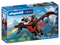 Playmobil | Knights | Black Dragon | Large Fire‑Breathing Dragon with Firing Function and Knight | Dragon Toy for Children Aged 4+ | 72114