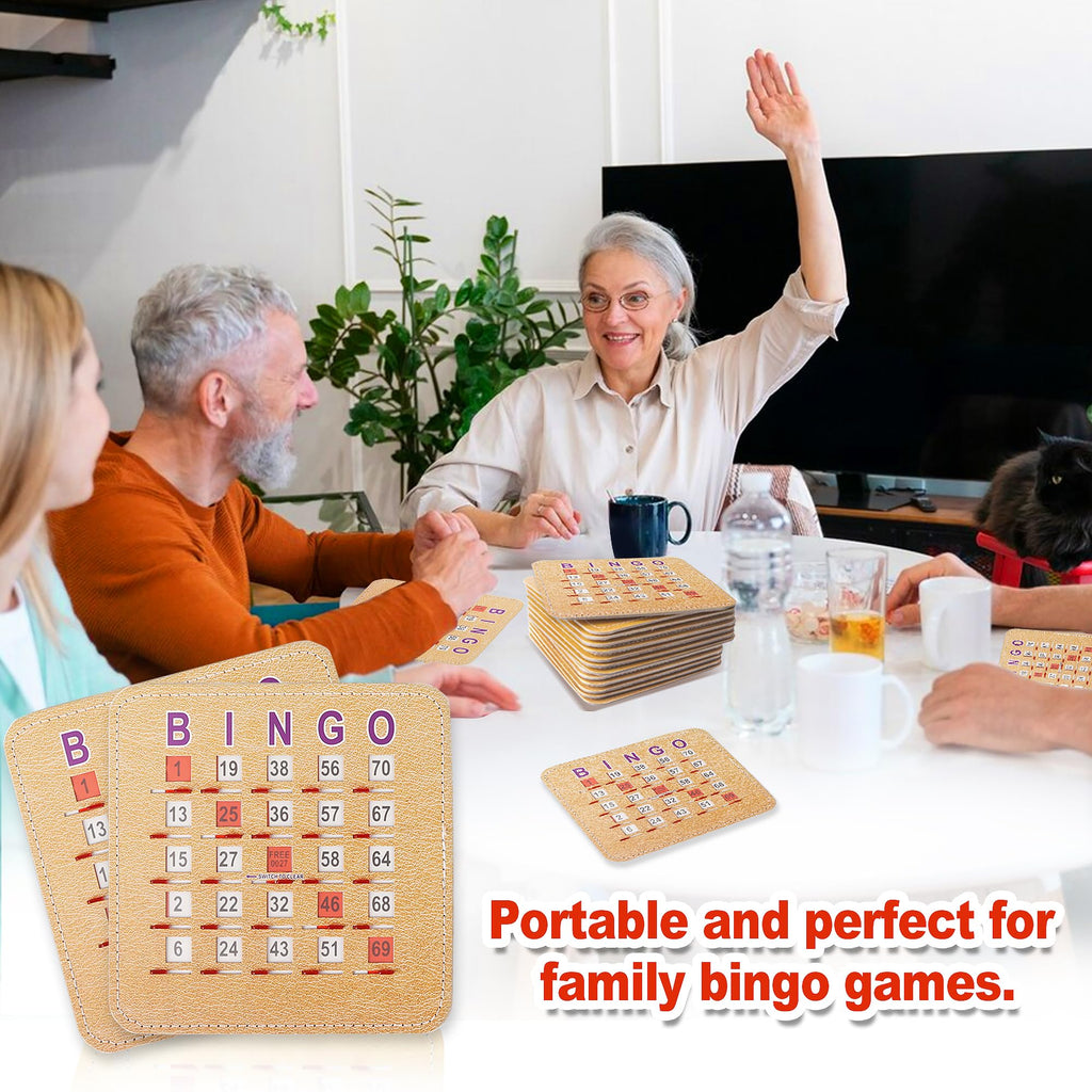 GSE Stitched Bingo Game Cards with Sliding Windows, Reusable Shutter Cards