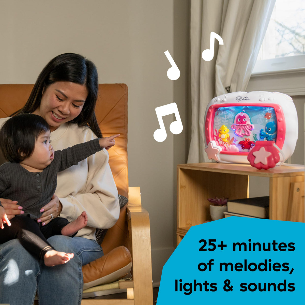 Baby Einstein Sea Dreams Soother Musical Crib Toy and Sound Machine, Pink, Newborn and up