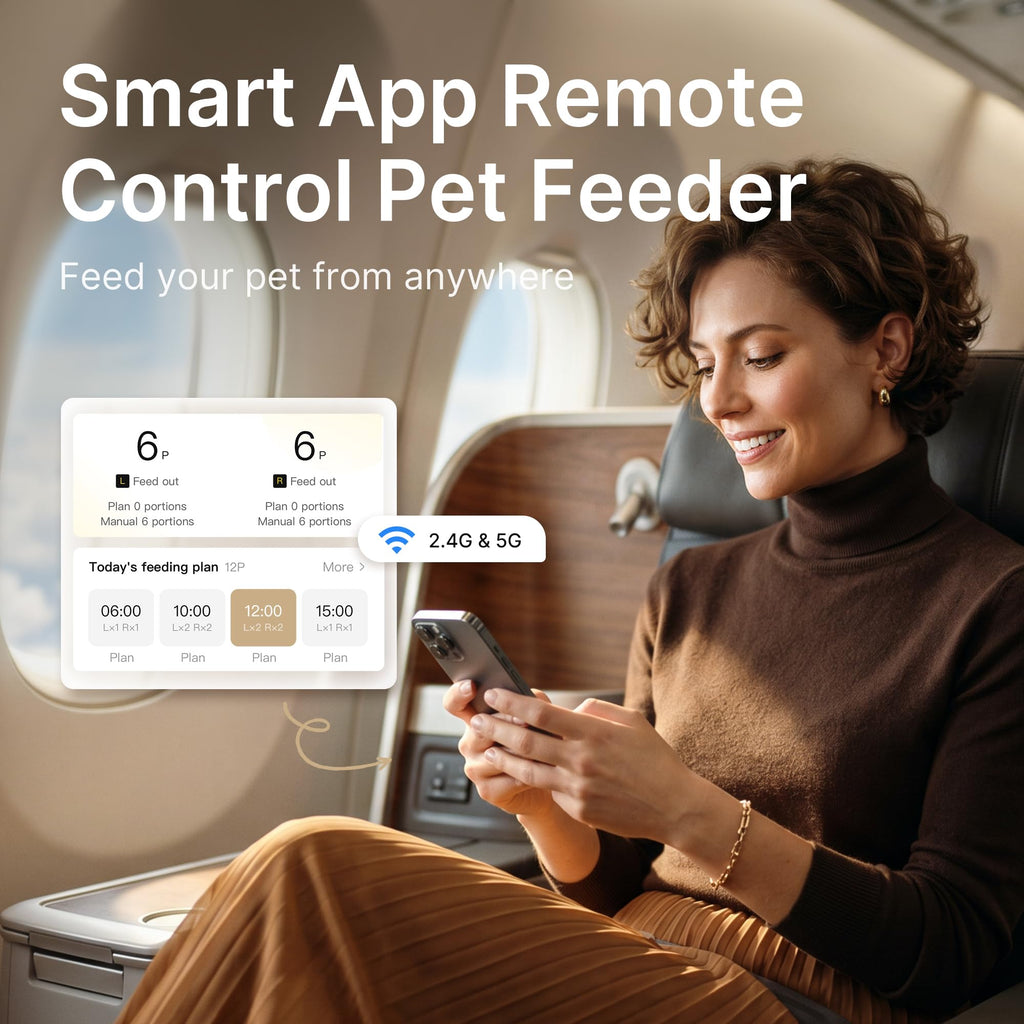 DUDUPET Automatic Cat Feeder for 2 Cats, Dual Cat Feeder with 5G WiFi APP
