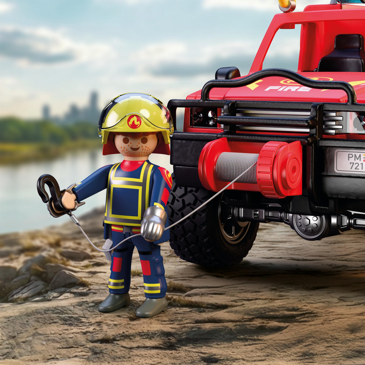 Playmobil | City Action | Fire Pickup Truck | Off‑Road Emergency Vehicle with Real Water Spray Function, Winch & Plenty of Accessories | for Children Aged 4+ | 72194