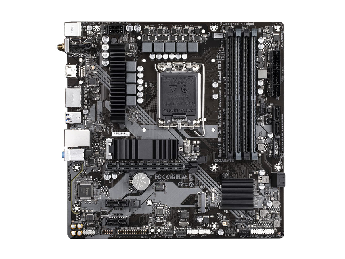 GIGABYTE B760M DS3H AX DDR4 Intel LGA 1700 mATX Motherboard, Support Intel Core 14th/13th/12th Gen, DDR4, 6+2+1 Power Phase, 2X M.2, PCIe 4.0, USB-C, WIFI6E, 2.5GbE LAN, Q-Flash Plus, PCIe EZ-Latch