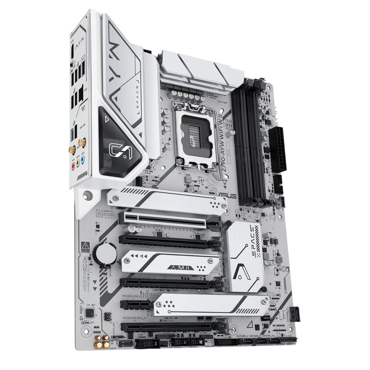 ASUS Z790-AYW WiFi W II Intel Z790 (LGA 1700) ATX Motherboard with PCIe® 5.0, 3X M.2, 12+1 DrMOS, DDR5, WiFi 6, 2.5Gb LAN, HDMI, USB 10Gbps Type-C®, USB 10Gbps Type-C®, Thunderbolt™, USB4®, Aura Sync