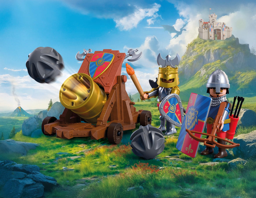 Playmobil | Knights | Lion Knights with Battle Cannon | Cannon with 2 Knights and Firing Function | Knights Toy for Children Aged 4+ | 72115