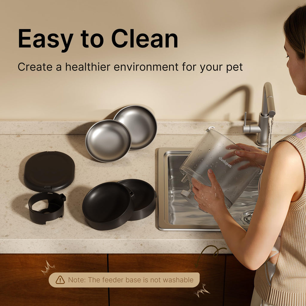 DUDUPET Automatic Cat Feeder for 2 Cats, Dual Cat Feeder with 5G WiFi APP