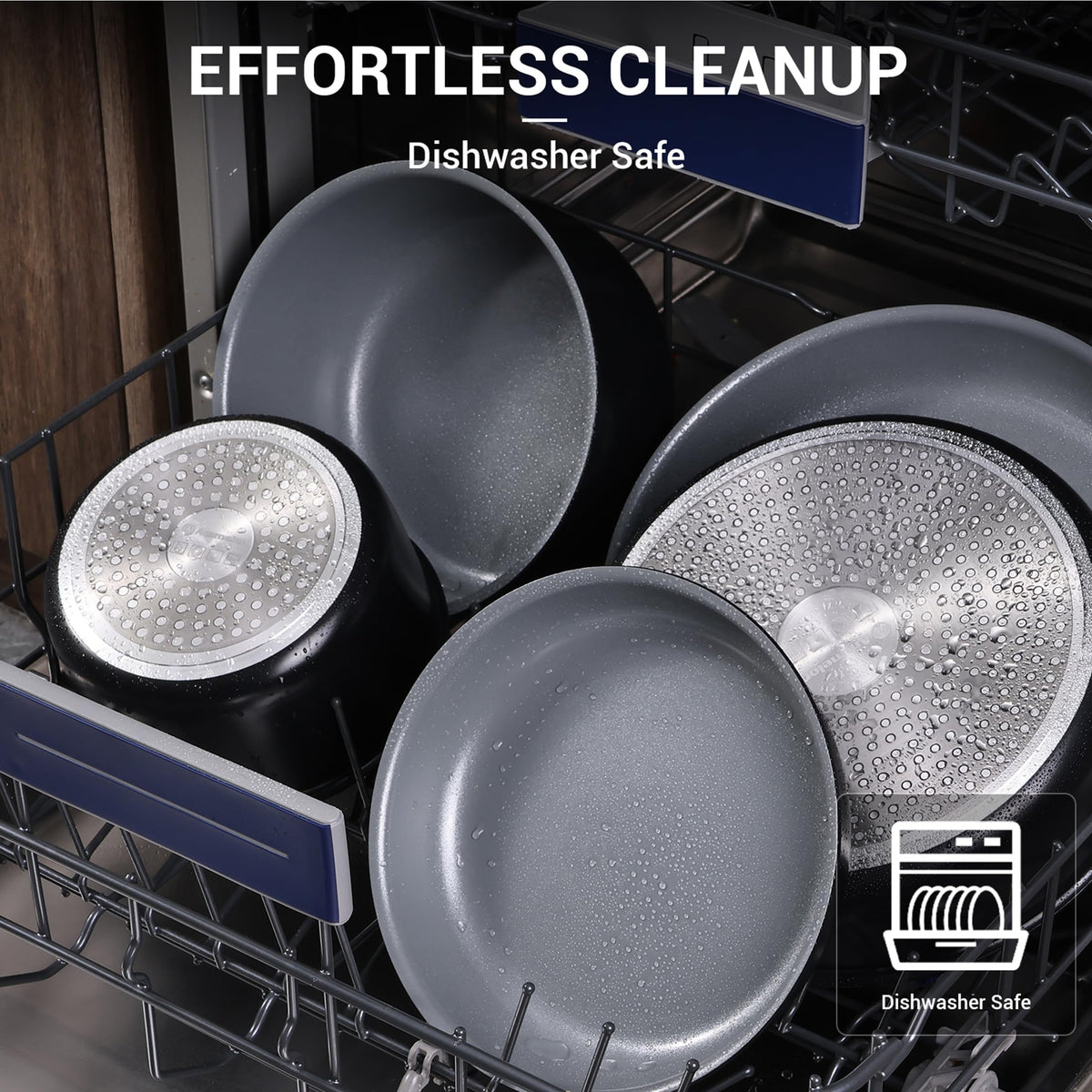 Ammeloo 18-Piece Ceramic Pots and Pans Set Non Stick, Non Toxic Cookware Set with Removable Handles, Pot Sets for Cooking, Induction Ready, Dishwasher & Oven Safe, PFAS PFOA & PTFE Free (Black)