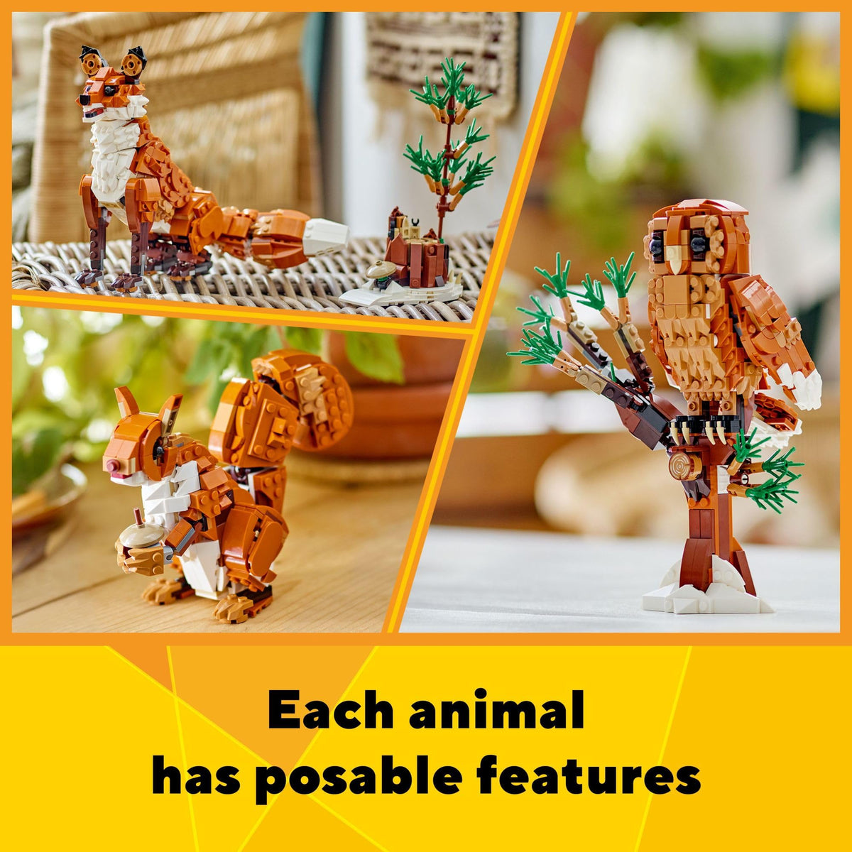 LEGO Creator 3 in 1 Forest Animals Red Fox Toys - Building Toys for Kids, Boys & Girls, Ages 9+ - W/ 3 Building Options into Fox, Owl, or Squirrel - Gift for Birthdays - 31154