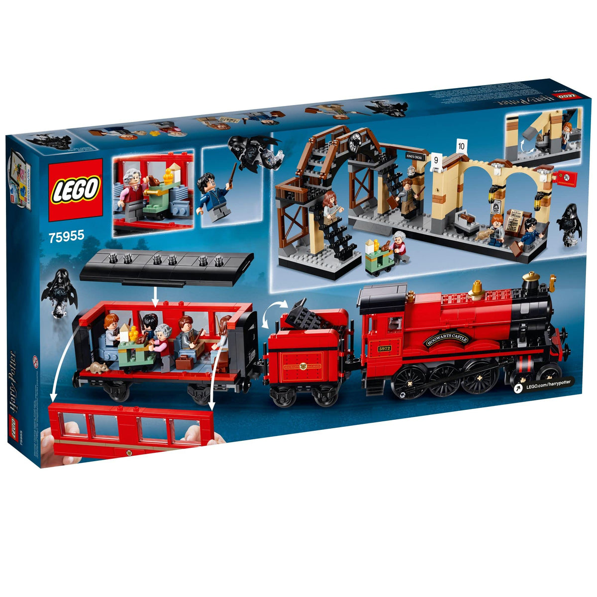 LEGO Harry Potter Hogwarts Express 75955 Toy Train Building Set includes Model Train and Harry Potter Minifigures Hermione Granger and Ron Weasley (801 Pieces)