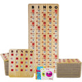 MR CHIPS Jam-Proof Bingo Cards with Sliding Windows, 50 Reusable Shutter Cards, 75 Calling Cards 1 Master Board in Tan Woodgrain Style