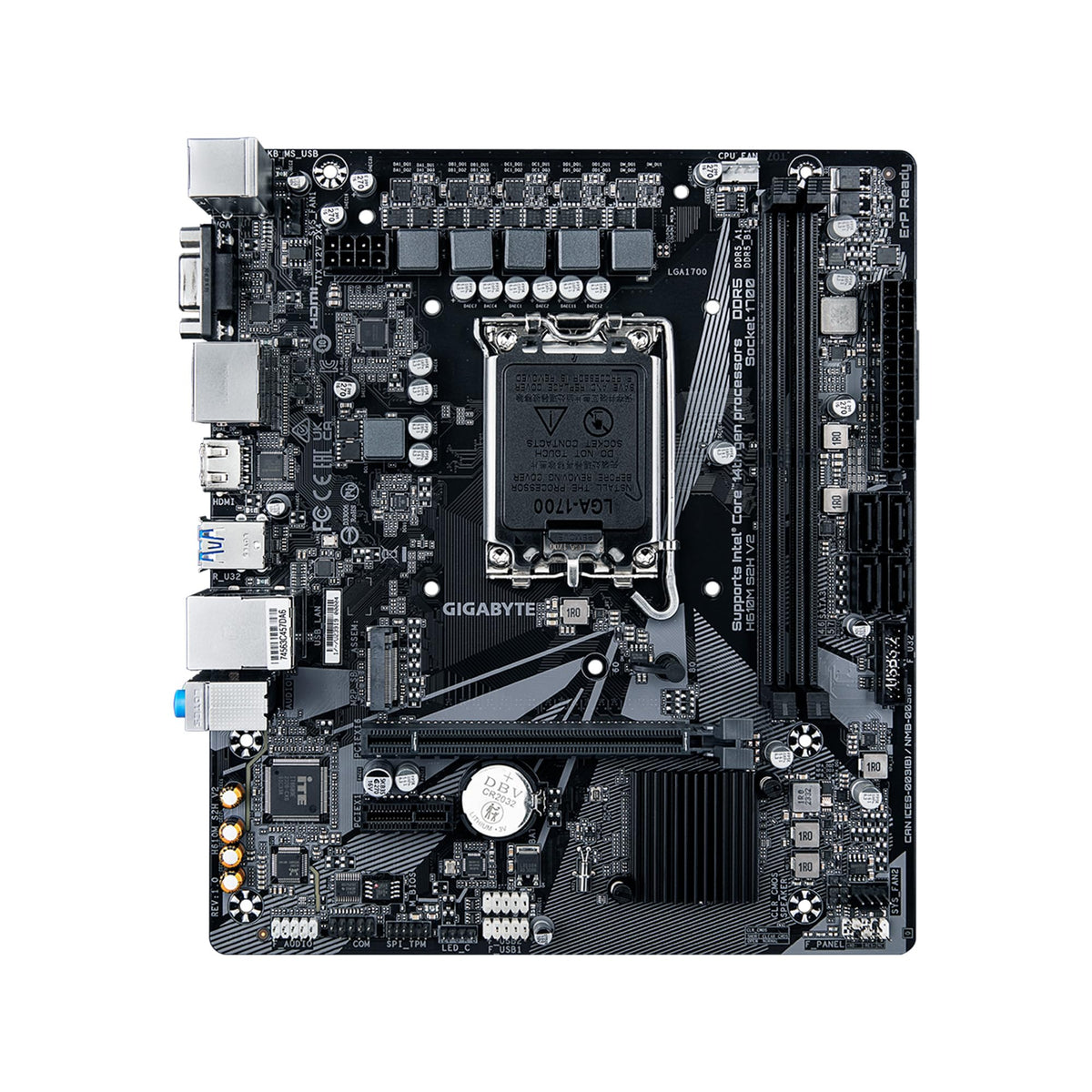GIGABYTE H610M S2H V2 Motherboard, Supports 14th/13th/12th Gen Intel Core Processors (LGA 1700), mATX, DDR5, 1x M.2, PCIe 4.0, USB-C, HDMI, 2X DisplayPort, D-Sub, 1GbE LAN