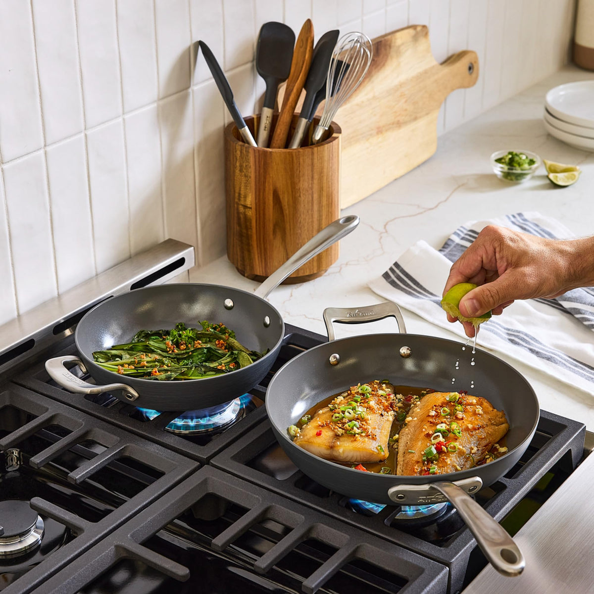 All-Clad HA1 Ceramic Nonstick , 2-Piece Fry Pan Set, Induction Ready