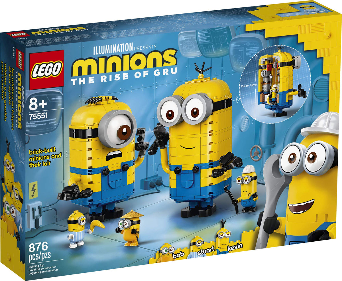 LEGO Minions: Brick-Built Minions and Their Lair (75551) Building Kit for Kids, Great Birthday Present for Kids Who Love Minion Toys and Kevin, Bob and Stuart Minion Characters, New 2020 (876 Pieces)