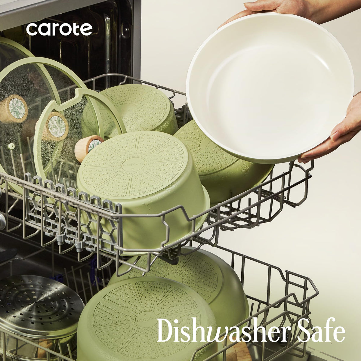 CAROTE 25pcs Ceramic Cookware Sets, Nonstick Pots and Pans Set Non Toxic
