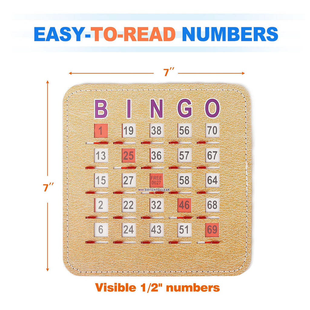 GSE Bingo Game Cards, 10-Pack Reusable Shutter Bingo Cards