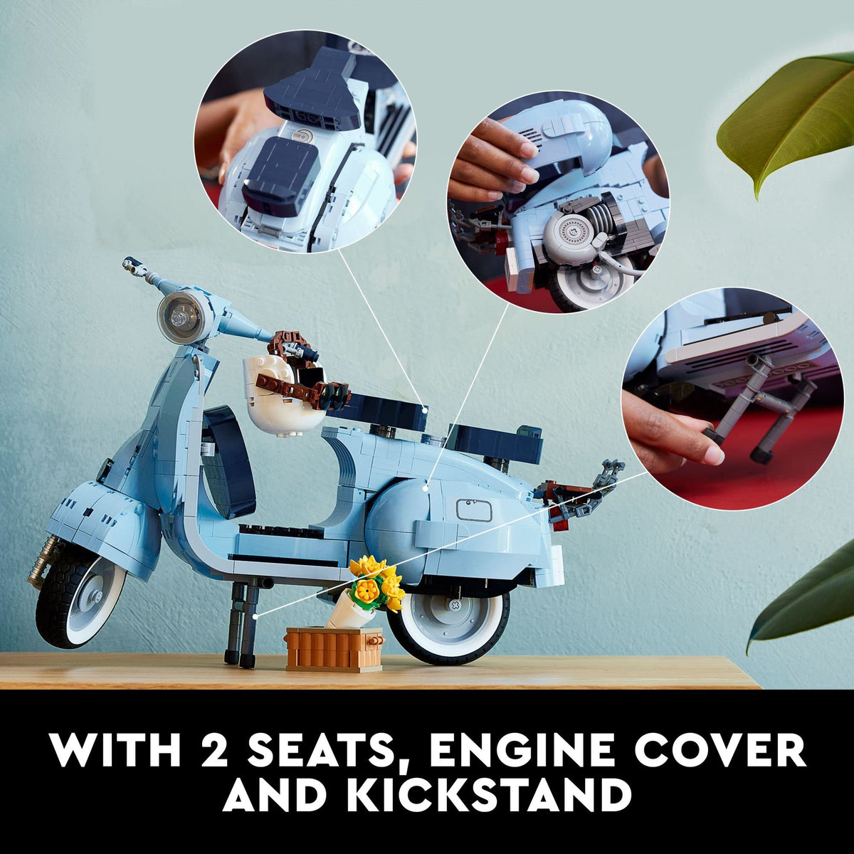 LEGO Icons Vespa 125 Model Building Kit - Vintage Italian Scooter DIY Craft Kit for Adults, Ages 18+ - Gift for Birthdays - Includes Kickstand for Easy Display - 10298
