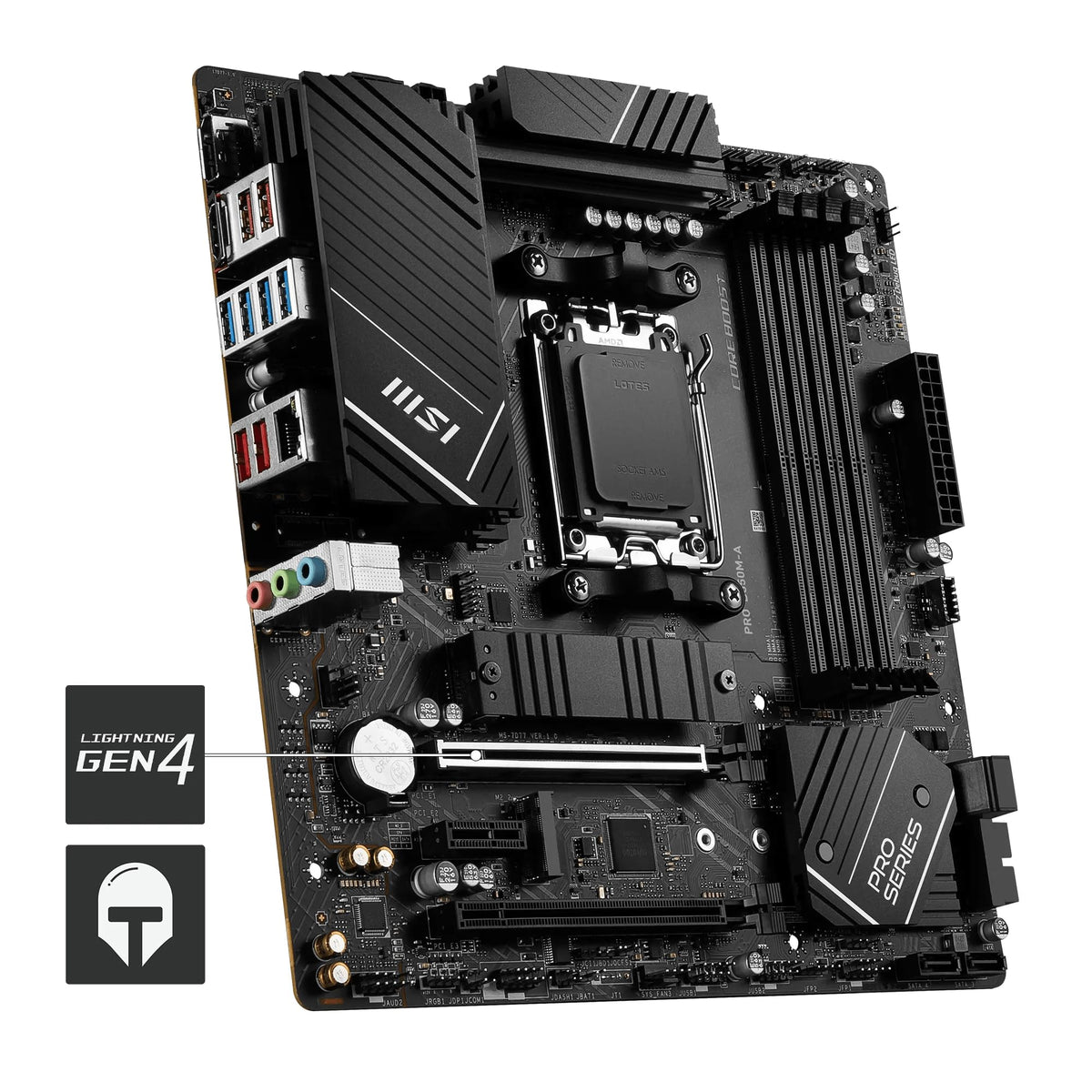 MSI PRO B650M-A WiFi V1 Motherboard, Micro-ATX - Supports AMD Ryzen 9000/8000 / 7000 Series Processors, AM5 - DDR5 Memory Boost 6000+MHz/OC, 2 x PCIe 4.0 x16, 2 x M.2 Gen4, 2.5G LAN