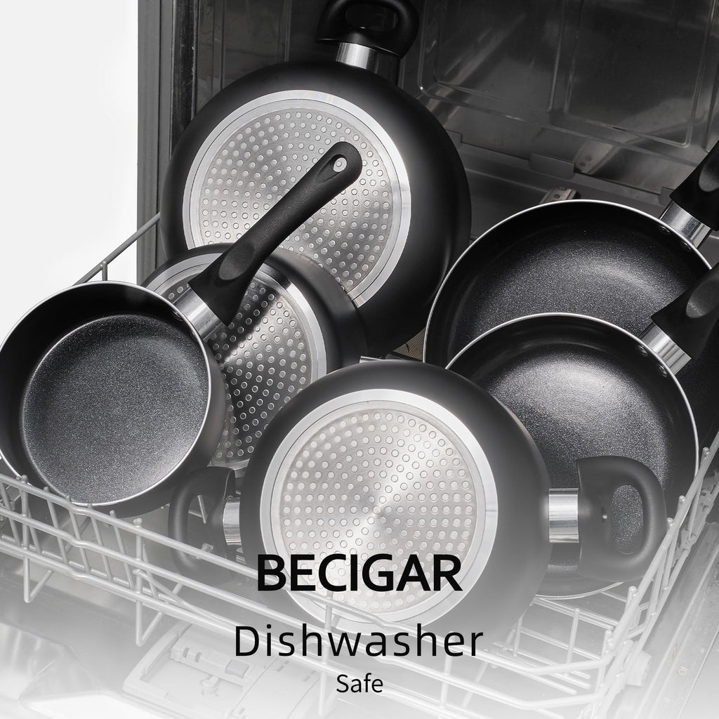 BECIGAR 8 Pcs Ceramic Pots and Pans Set