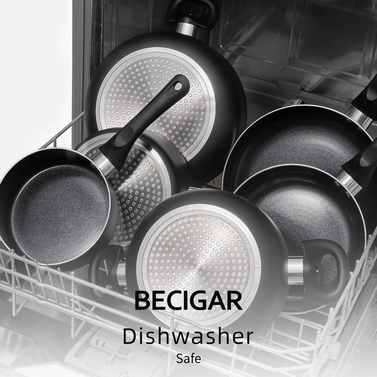 BECIGAR 8 Pcs Ceramic Pots and Pans Set