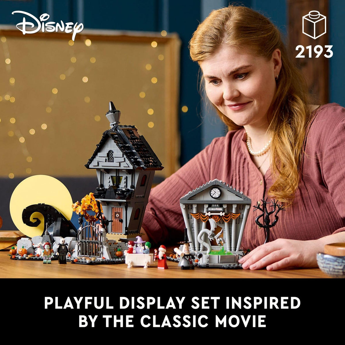 LEGO Disney Tim Burton's The Nightmare Before Christmas Decor - Building Set for Adults for Display, Ages 18+ - Collectible DIY Craft for Fans of Iconic Movie with Minifigures Included - 21351