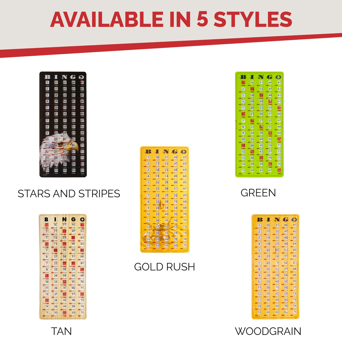 MR CHIPS Large 14.75" L x 6.75" W Jam-Proof Finger Tip Bingo Master Board Card with Large 3/4" Sliding Windows, Thick 5 Ply Cardboard, Tan Woodgrain Style, Perfect for Tracking Bingo Games