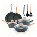 Ceramic Cookware Sets 15PCS Pots and Pans Set Non Stick (black15)