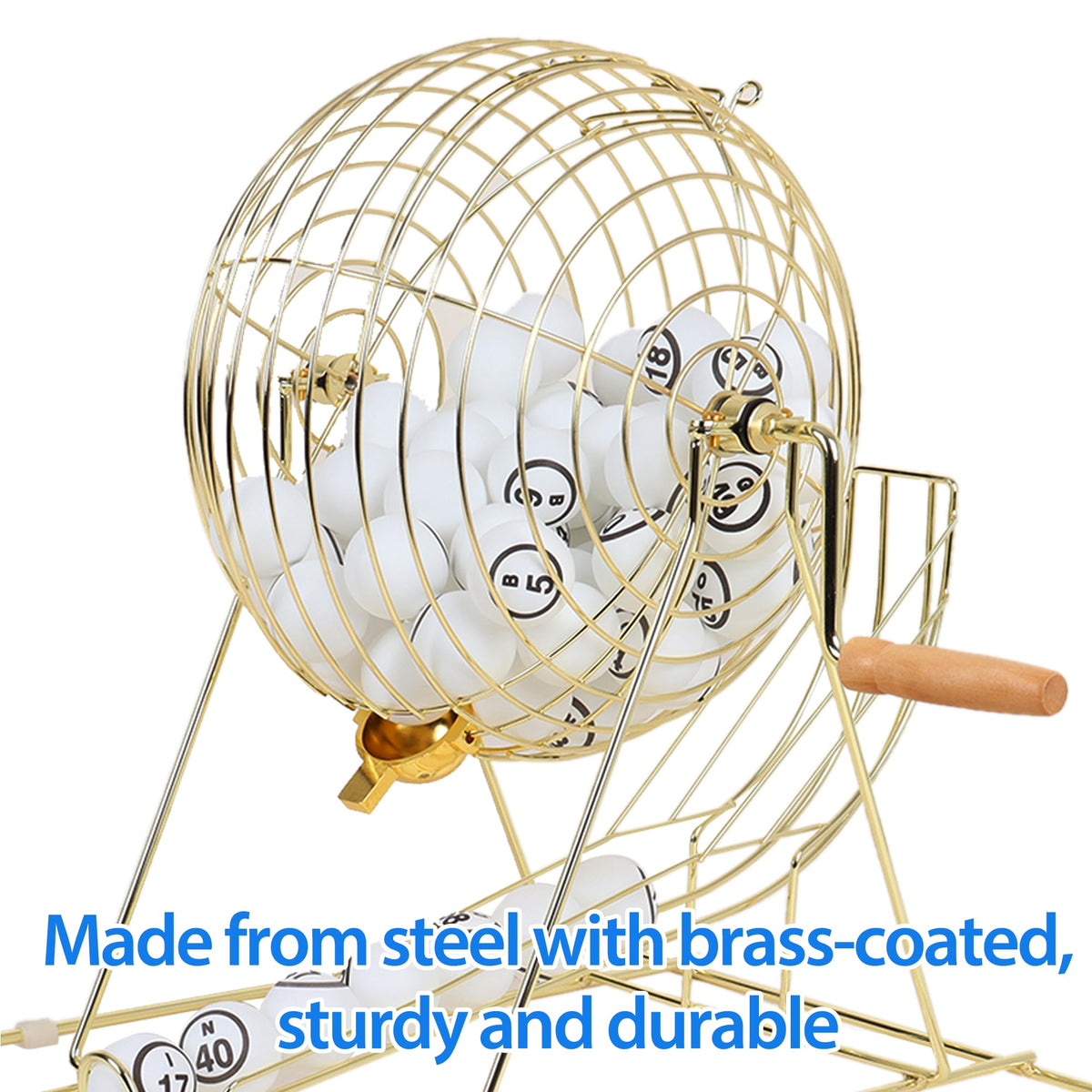 GSE Professional Bingo Game Set for Adults Large Groups, (Gold Cage)