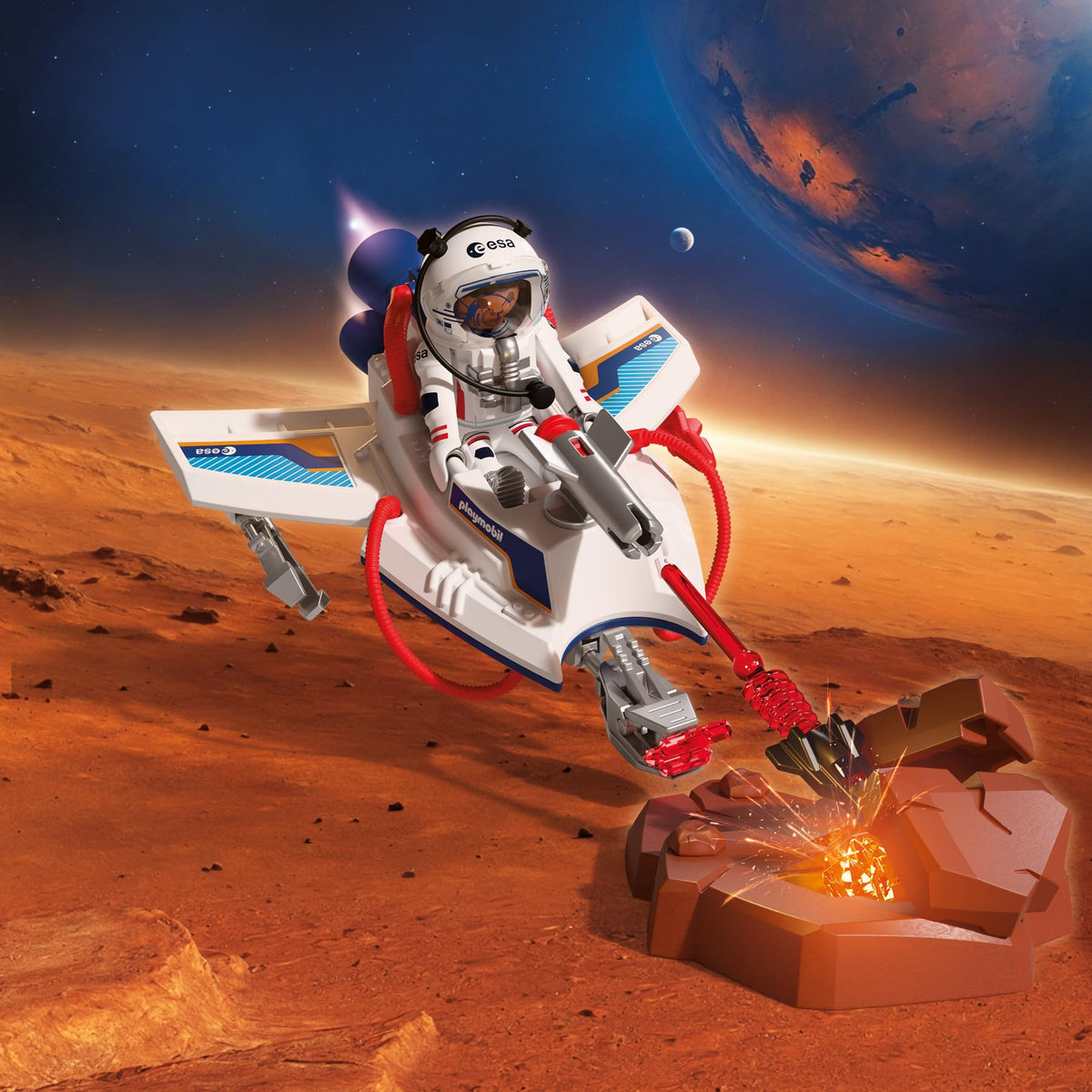 Playmobil | Space ESA | Space Glider | Astronaut Flying Vehicle with Shooting Function and Grabber arm, Space Exploration Play, Toy Set | for Children Aged 4 and up | 72013