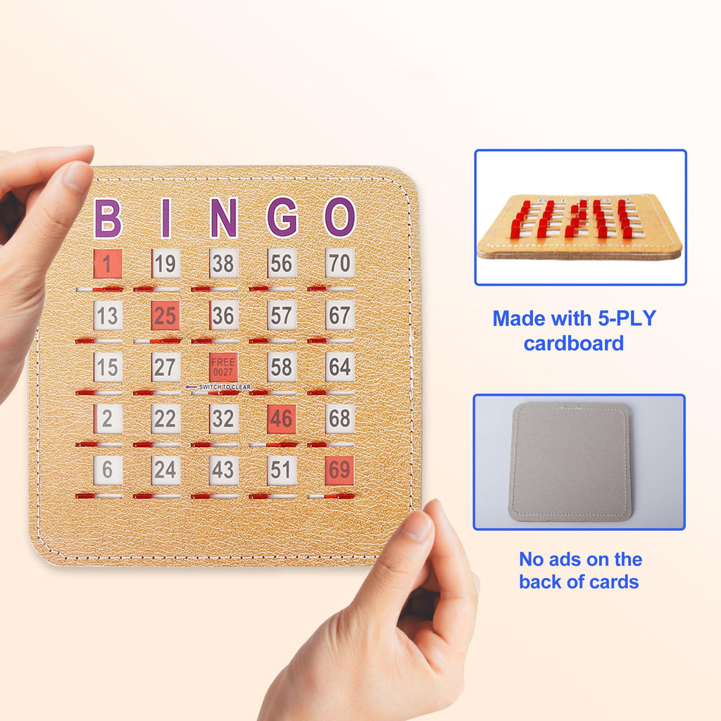 GSE Bingo Game Cards, 25-Pack Reusable Shutter Bingo Cards