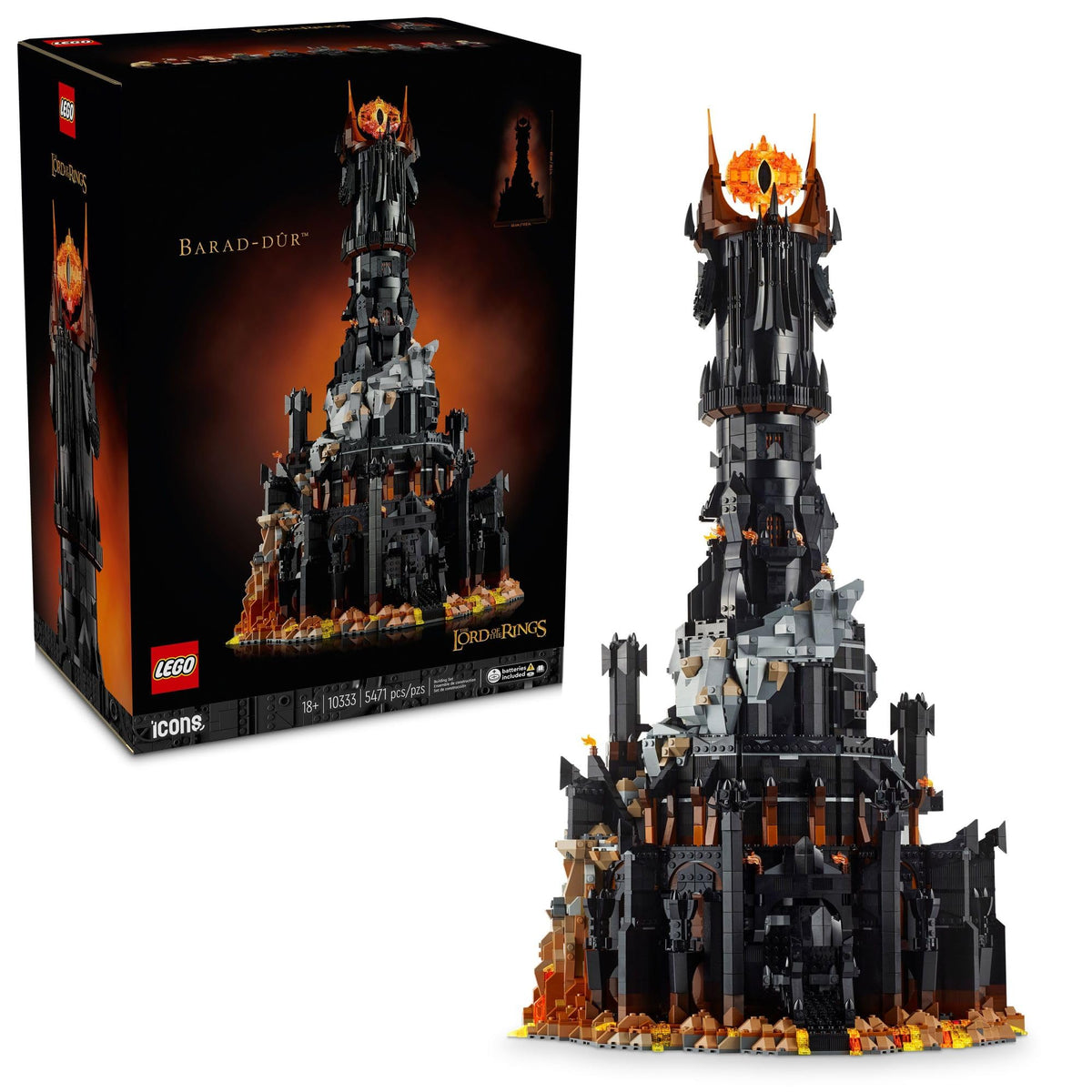 LEGO Icons The Lord of the Rings: Barad-dûr Building Set for Adults - The Lord of the Rings Collectible for Fans - Includes 10 Minifigures - Gift for Men and Women - 10333