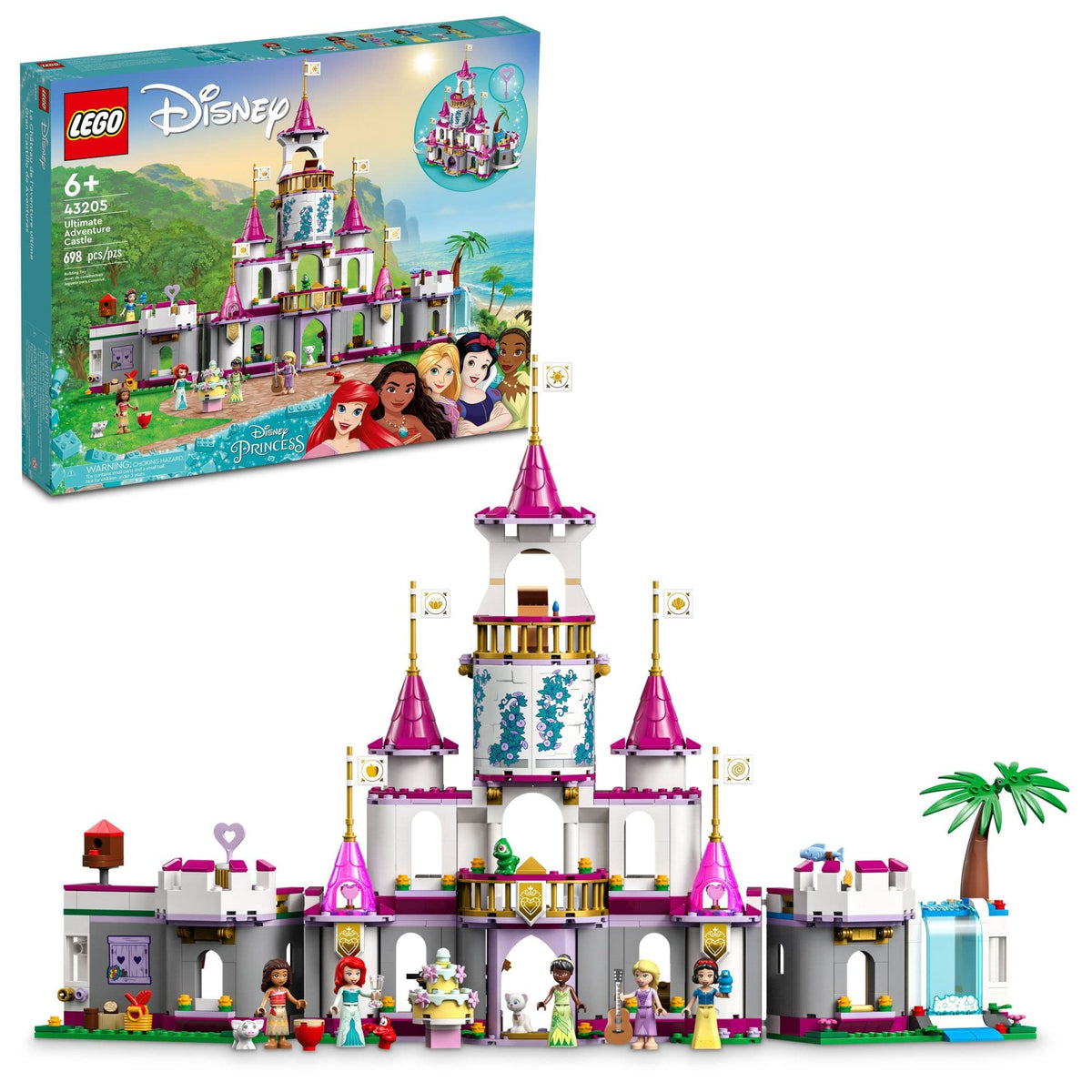 LEGO Disney Princess Ultimate Adventure Castle Building Toy 43205, Kids Can Build a Toy Castle, Gift Idea for Boys Girls with 5 Disney Princess Mini-Dolls, Ariel, Rapunzel and Snow White