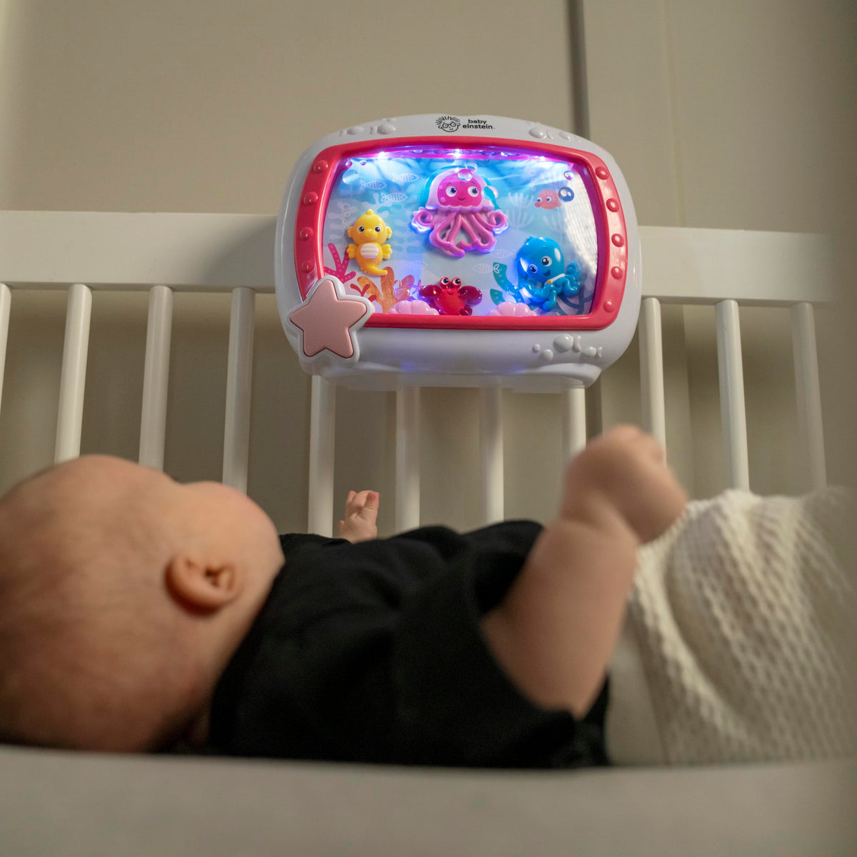 Baby Einstein Sea Dreams Soother Musical Crib Toy and Sound Machine, Pink, Newborn and up