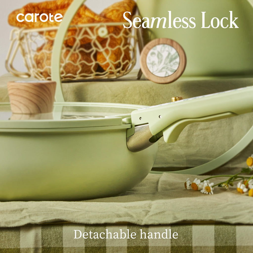 CAROTE 25pcs Ceramic Cookware Sets, Nonstick Pots and Pans Set Non Toxic