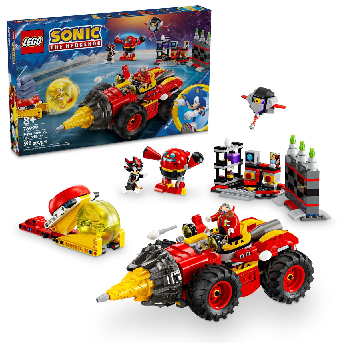 LEGO Sonic the Hedgehog: Super Sonic vs. Egg Drillster Gaming Toy with Shadow and Dr. Eggman, Toy Building Set for Boys and Girls Ages 8 and Up, 76999