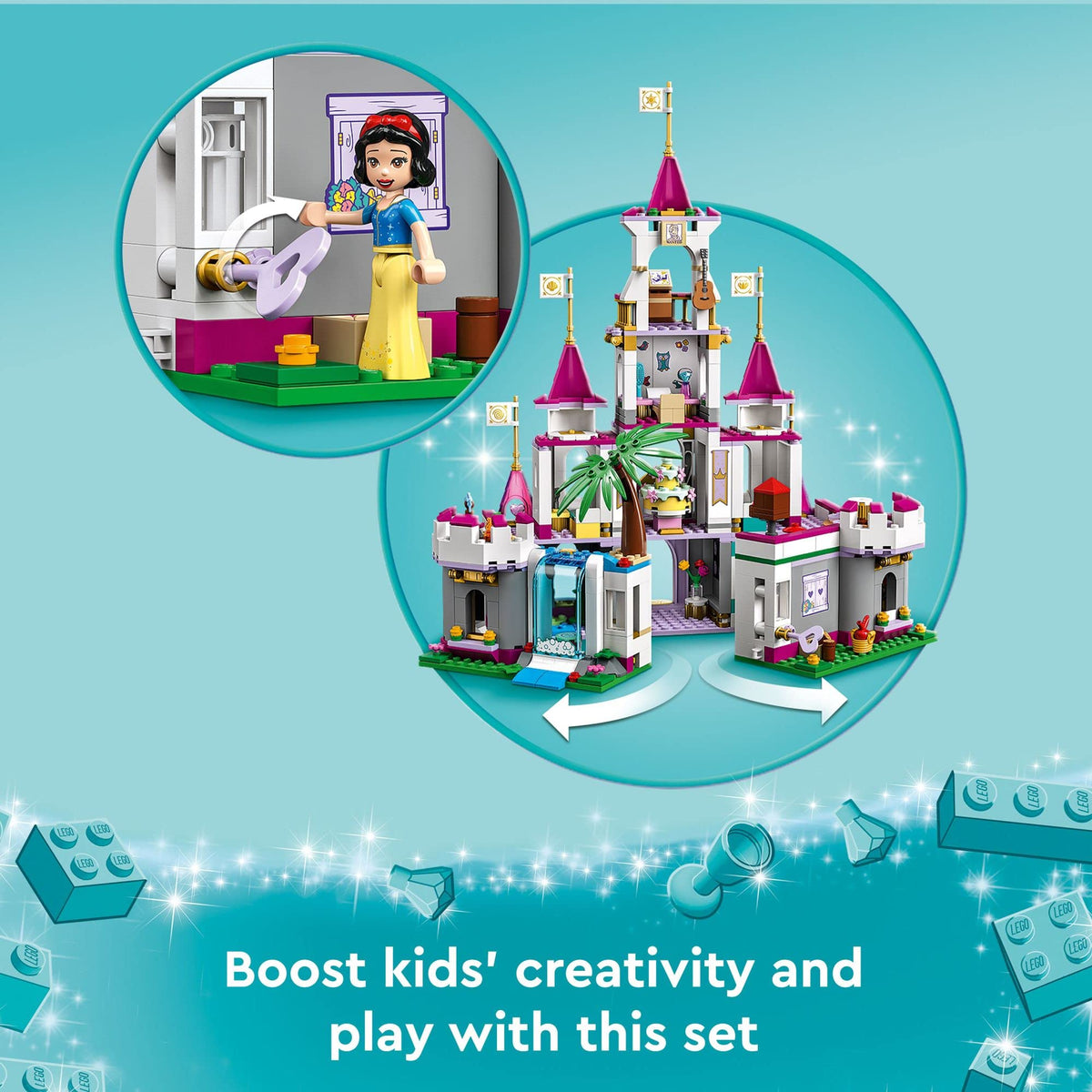 LEGO Disney Princess Ultimate Adventure Castle Building Toy 43205, Kids Can Build a Toy Castle, Gift Idea for Boys Girls with 5 Disney Princess Mini-Dolls, Ariel, Rapunzel and Snow White