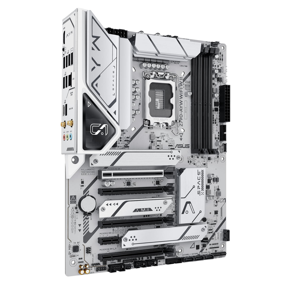 ASUS Z790-AYW WiFi W II Intel Z790 (LGA 1700) ATX Motherboard with PCIe® 5.0, 3X M.2, 12+1 DrMOS, DDR5, WiFi 6, 2.5Gb LAN, HDMI, USB 10Gbps Type-C®, USB 10Gbps Type-C®, Thunderbolt™, USB4®, Aura Sync