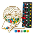 MR CHIPS 11" (Inch) Tall Professional Bingo Set with Steel Cage, Everlasting 7/8” Balls, Master Board for Balls - Luxury Gold Color