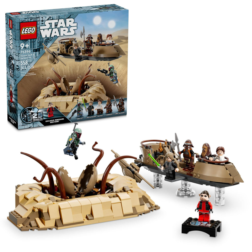LEGO Star Wars: Return of the Jedi Desert Skiff & Sarlacc Pit, Vehicle Building Set with 25th Anniversary Minifigure Nien Nunb, Collectible Toy for Star Wars Fans, Gift for Kids Ages 9 and Up, 75396