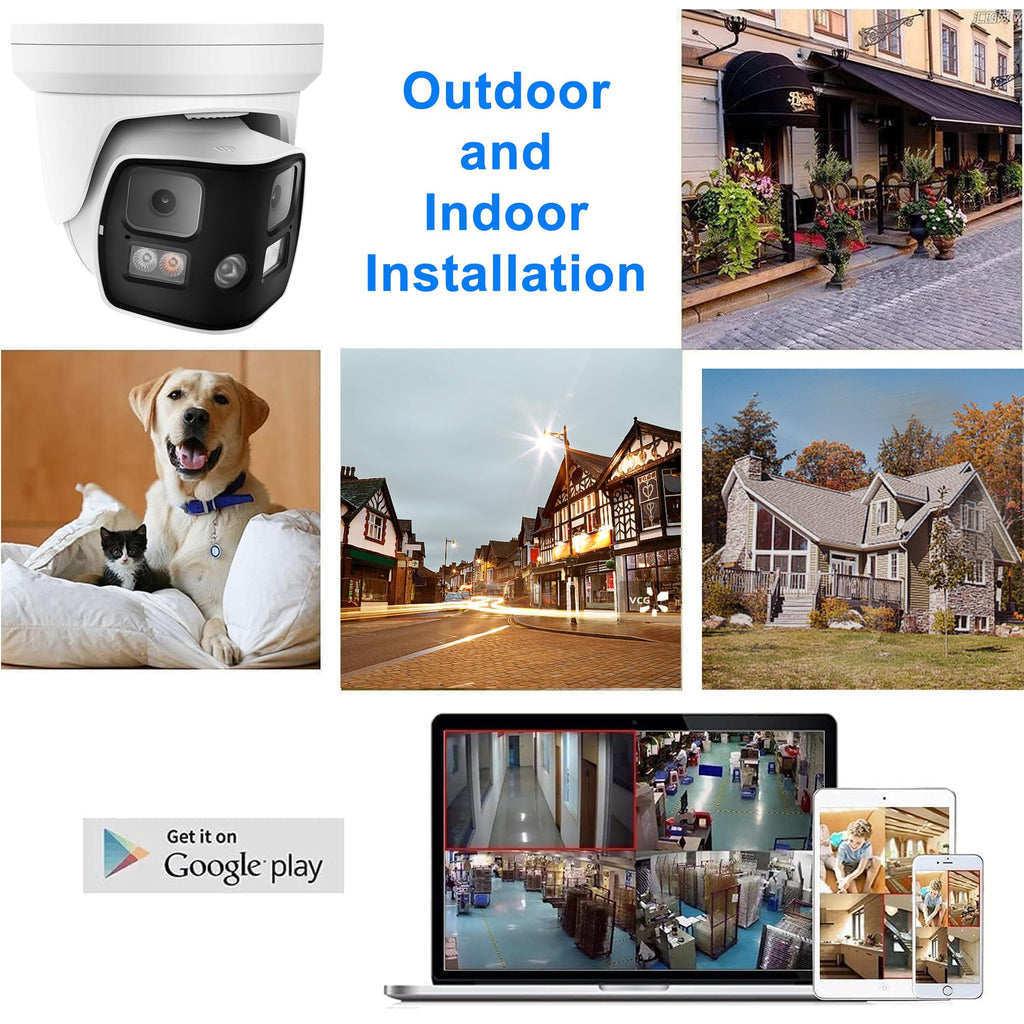 Real HD 8MP 4K Dual Lens PoE IP Security Camera with Metal Housing, 180 Degree Panoramic Wide Angle, Full Color Night Vision, H.265, IP66, NDAA Compliant