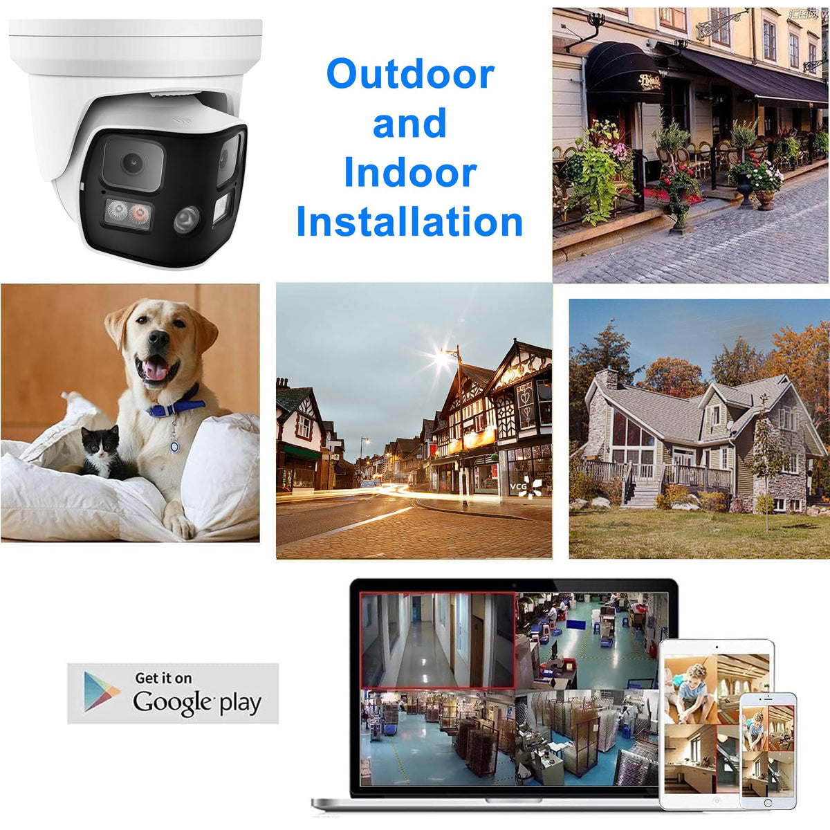 Real HD 8MP 4K Dual Lens PoE IP Security Camera with Metal Housing, 180 Degree Panoramic Wide Angle, Full Color Night Vision, H.265, IP66, NDAA Compliant