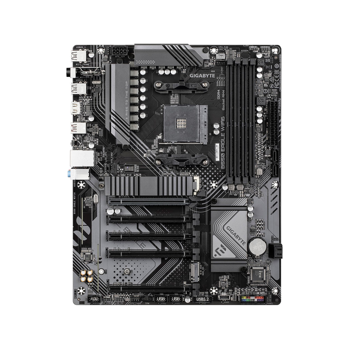 GIGABYTE B550 Eagle WIFI6 AMD AM4 ATX Motherboard, Supports Ryzen 5000/4000/3000 Processors, DDR4, 10+3 Power Phase, 2X M.2, PCIe 4.0, USB-C, WIFI6, GbE LAN, PCIe EZ-Latch, EZ-Latch, RGB Fusion