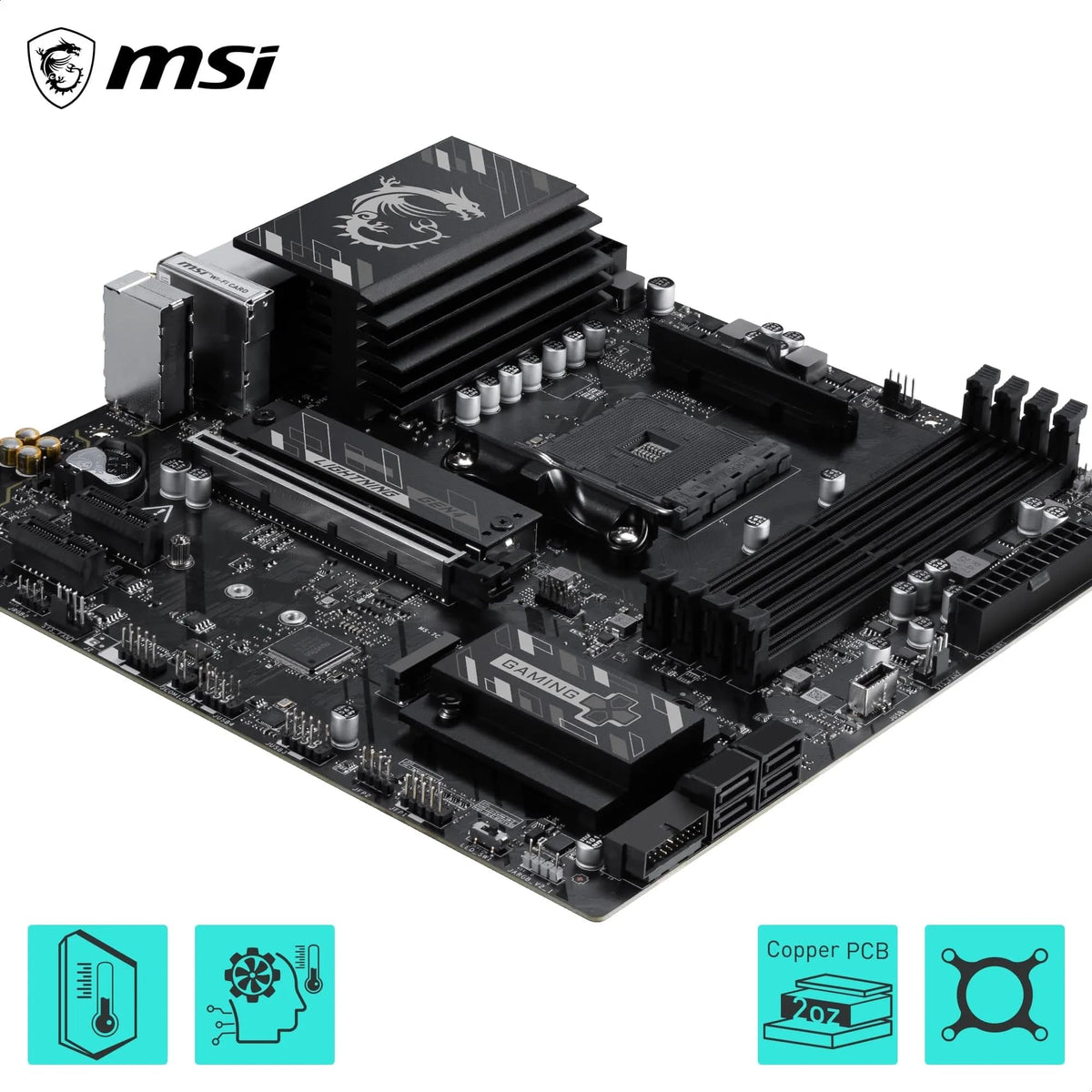 MSI B550M Gaming Plus WIFI6E Motherboard, mATX-Supports AMD Ryzen 5000 Series,5000 G-Series 4000 G-Series,and 3000 Series Processors, AM4-DDR4 Memory Boost 4400+MHz/OC, PCIe 4.0 x16, M.2 Gen4, 1G LAN