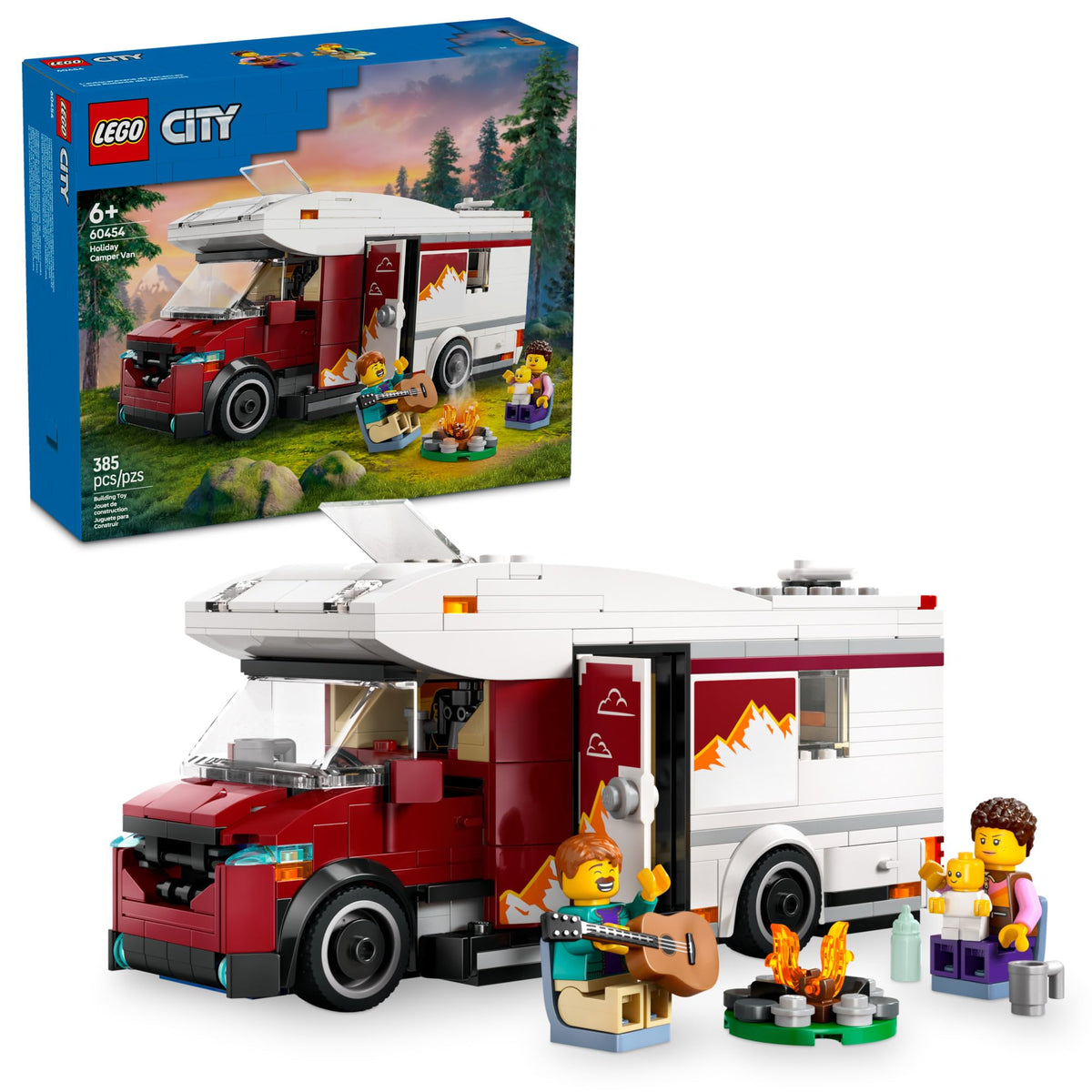 LEGO City Holiday Adventure Camper Van Building Toy Set - Vacation Toy for Kids, Boys and Girls, Ages 6+ - Includes 3 Minifigures and Accessories - Gift Idea for Birthdays & Holidays - 60454