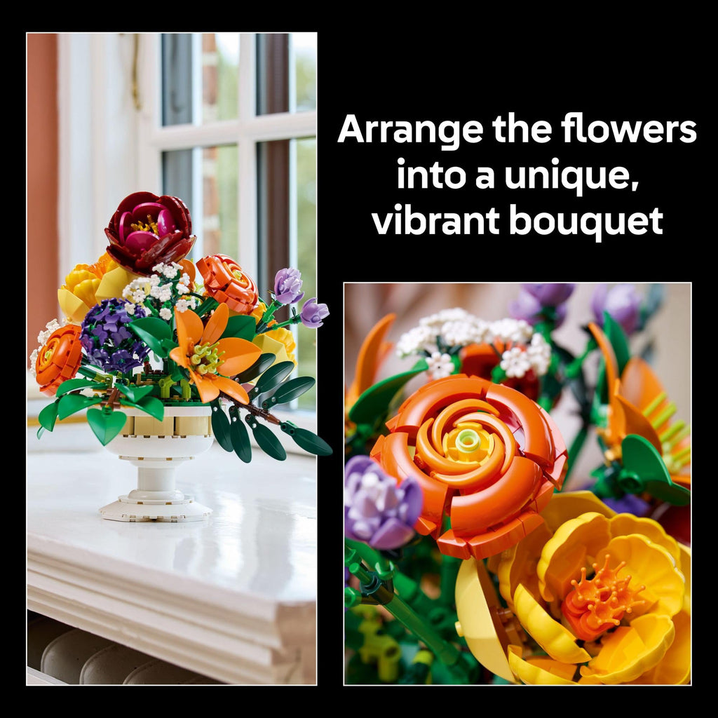 LEGO Botanicals Flower Arrangement Artificial Flowers Building Set - Decor for Table Display - Gift for Birthdays - Unique Bouquet for Adults, Ages 18+ - 10345